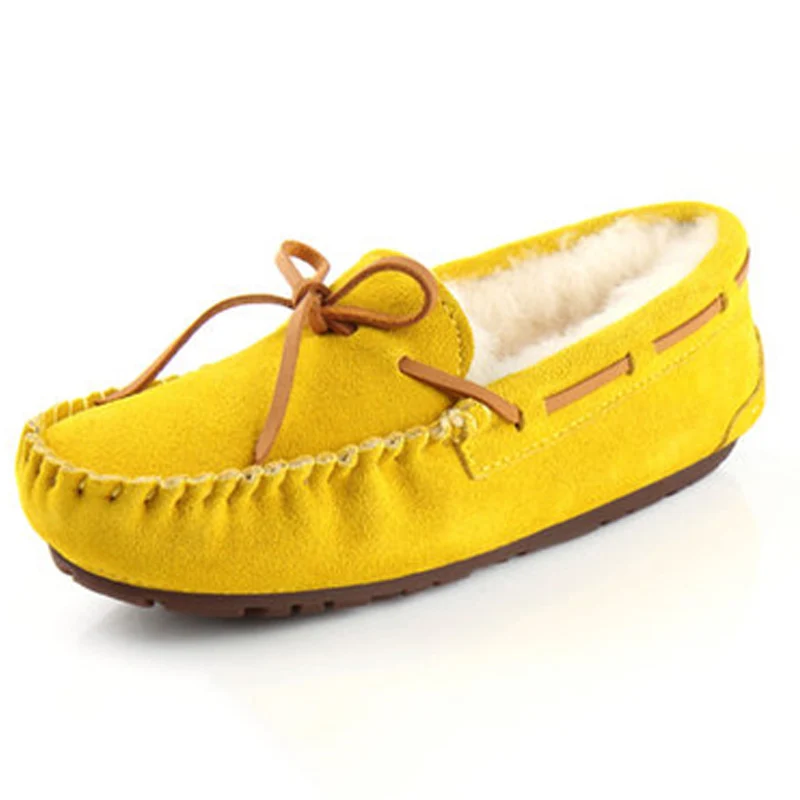 Yellow Новая стильная зимняя обувь; женские полусапожки; натуральная кожа; натуральная шерсть; теплые модные ботильоны; зимние ботинки; - Цвет: Yellow