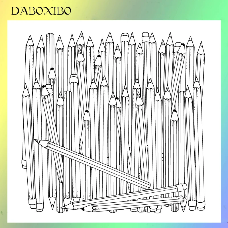 

DABOXIBO Pencil Railing Clear Stamps For DIY Scrapbooking/Card Making/Photo Album Silicone Decorative Crafts 13X13