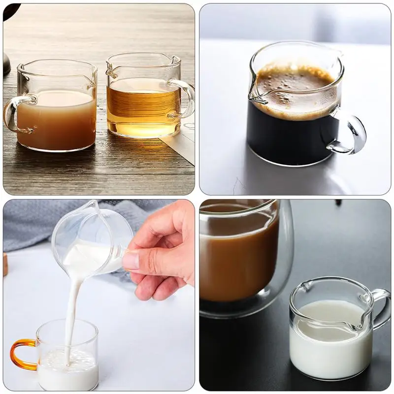 

2pcs Glass Double-mouth Cup Milk Coffee Measuring Cup Scale Cup (Transparent)