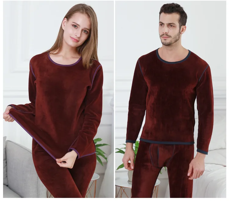 Новый стиль комплект теплого термобелья из плотного бархата подштанники для