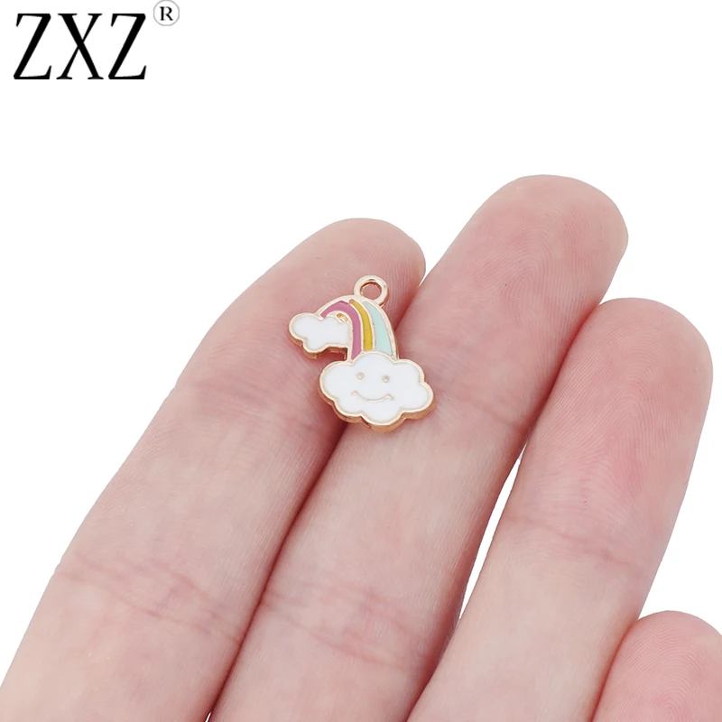 

ZXZ 20pcs Enamel Rainbow Clouds Charms Pendants Beads For Necklace Bracelet Jewelry Making Findings 17x11mm