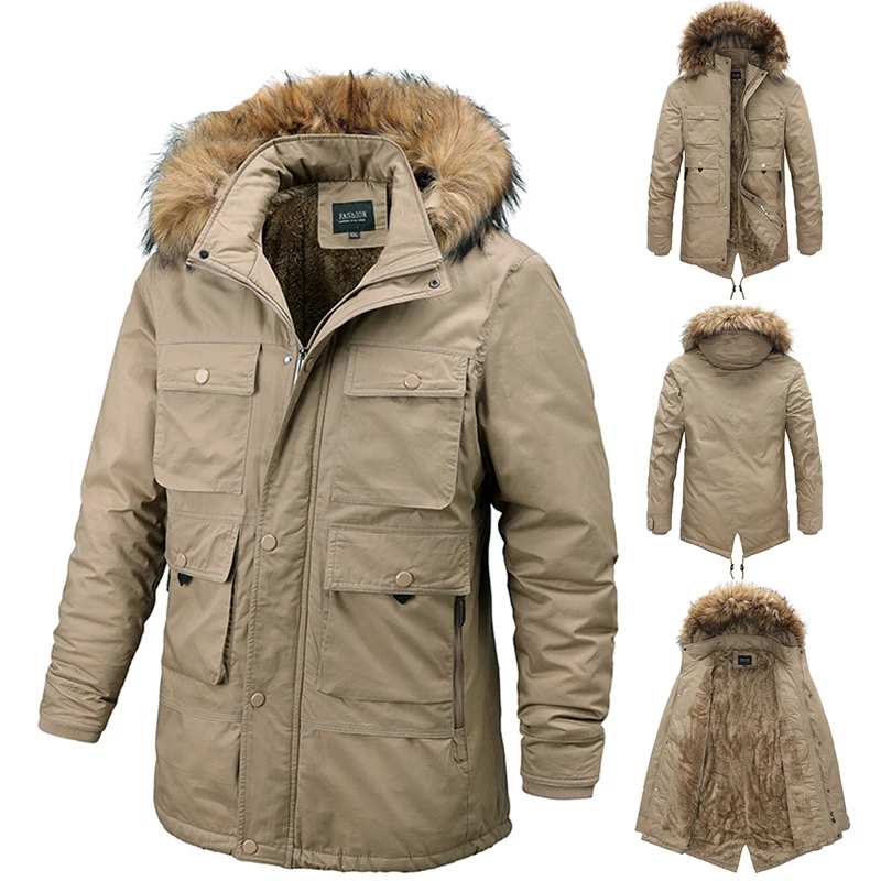 

Men Winter Parkas Thick Warm Cotton Windproof Vintage Jackets Fur Collar Winter Parka Men Casual Quality Outwear Jacket