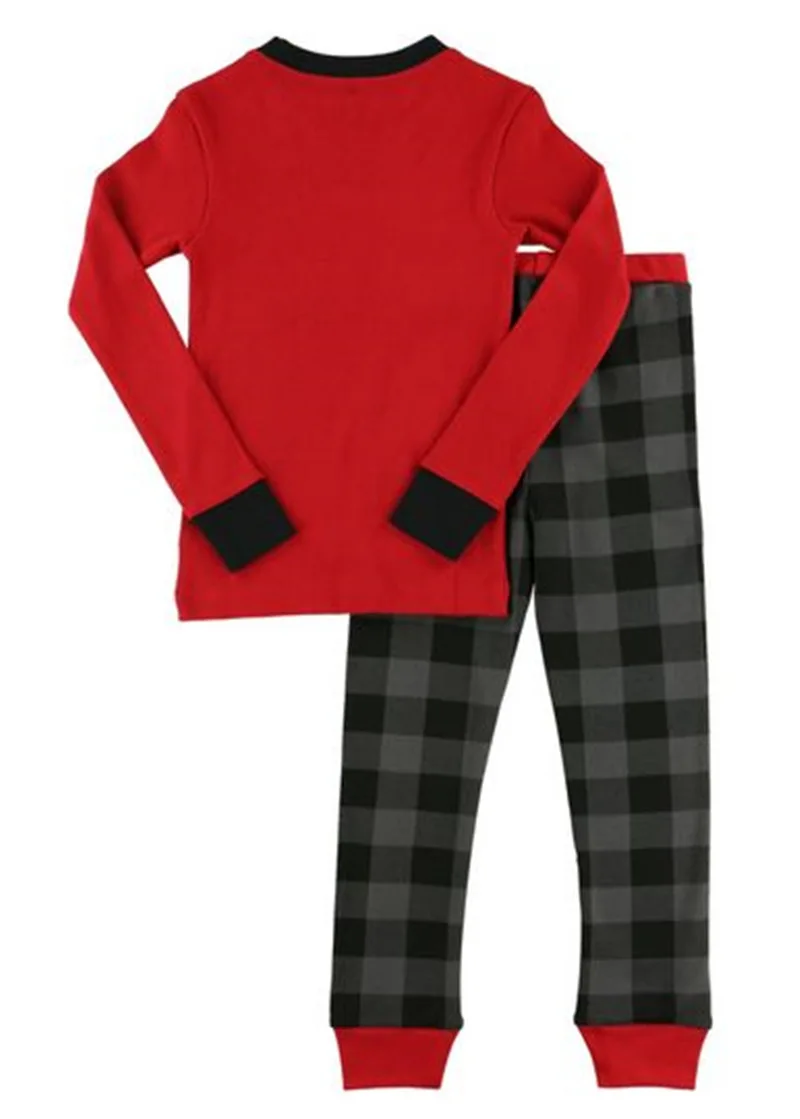 Новогодняя одежда для сна хлопковые детские пижамы рождественские Семейные