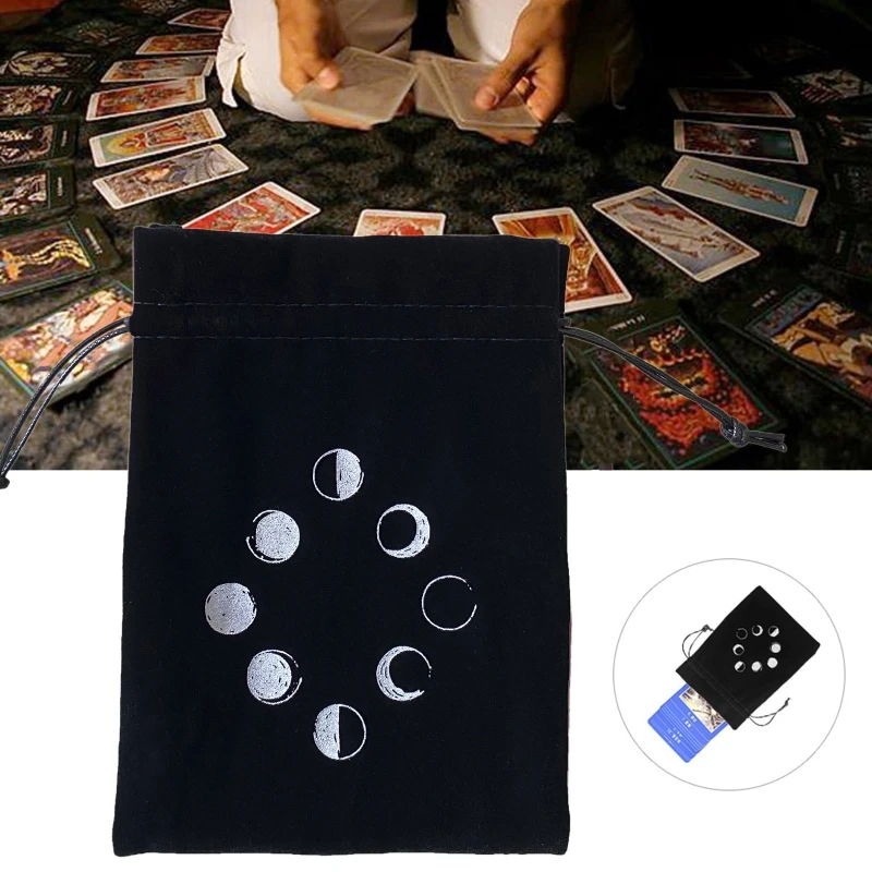 

Velvet Tarots Storage Bag Moon Phase Oracle Card Divination Bag Board Game Bag