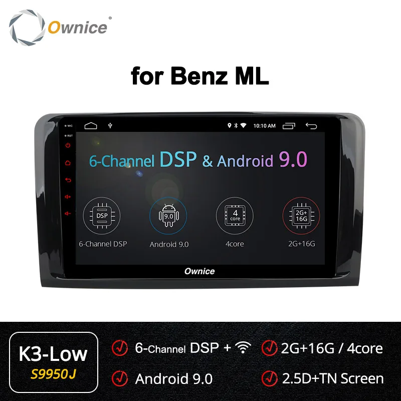 S9950 K3-Low Ownice k3 k5 k6 Android 9,0 8 ядерный Автомобильный плеер для Mercedes Benz GL ML CLASS W164 ML350 ML500 X164 GL320 gps радио 4G DSP SPDIF - Цвет: S9950 K3-Low