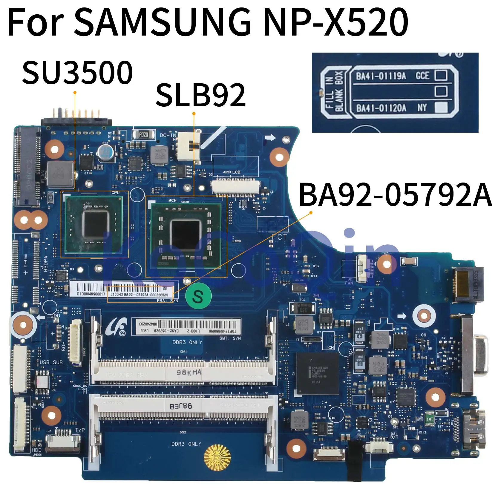 KoCoQin материнская плата для ноутбука SAMSUNG NP-X520 BA41-01120A BA92-05792A SU3500 SLB92 | Компьютеры и