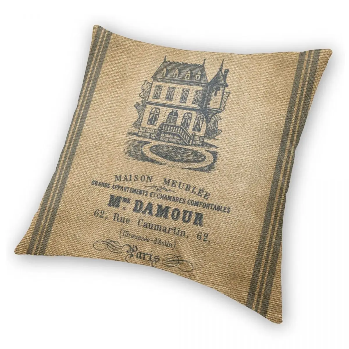 Vintage Burlap French House Design Square Pillowcase Polyester Linen Velvet Zip Decor Pillow Case Room Cushion Cover 18&quot |