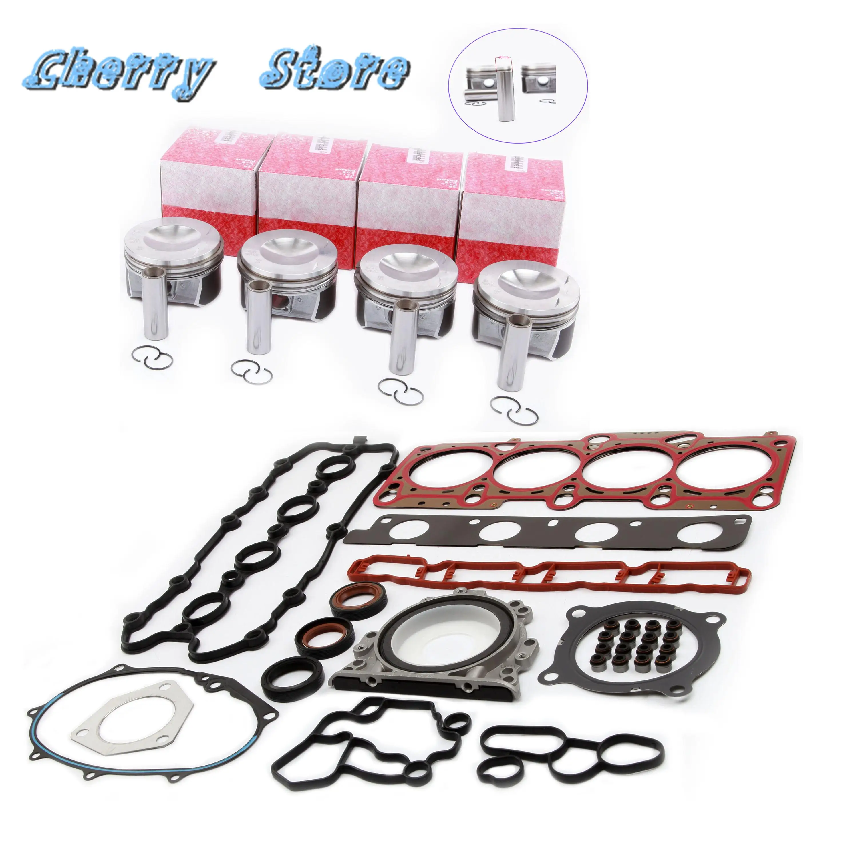 

New 06D107066C Engine Piston Piston Ring Cylinder Head Gaskets Seal Repair Kit For VW Golf Passat Eos Audi A3 A6 2.0T 06F103383H