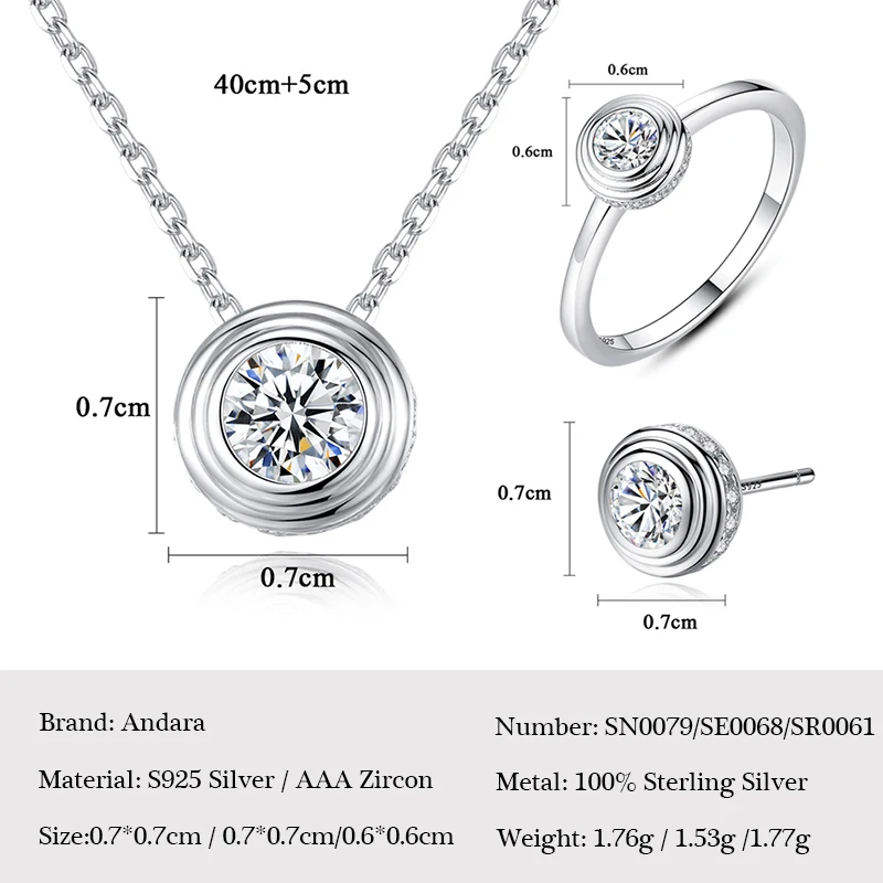 Комплект женских ювелирных изделий из 100% стерлингового серебра 925 пробы ожерелья