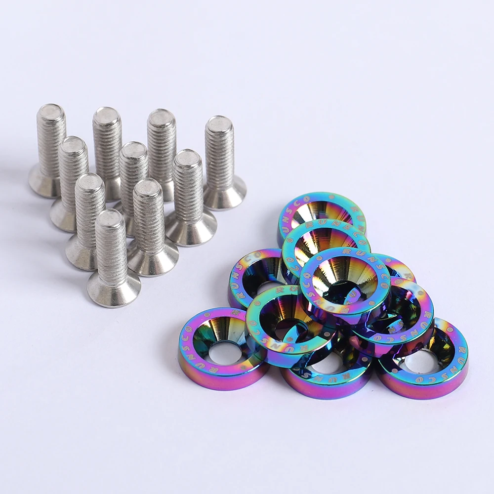 Aluminum M6 Fender Washers and Bolt License Plate Frame Washer Bolts For Honda Nissan Bmw 10Pcs/Pack | Автомобили и мотоциклы