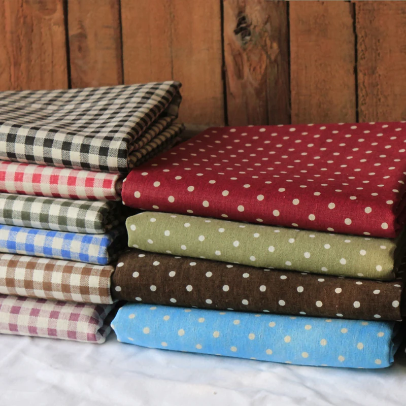 Винтажная тканая ткань в горошек грубая льняная полиэстер для домашнего