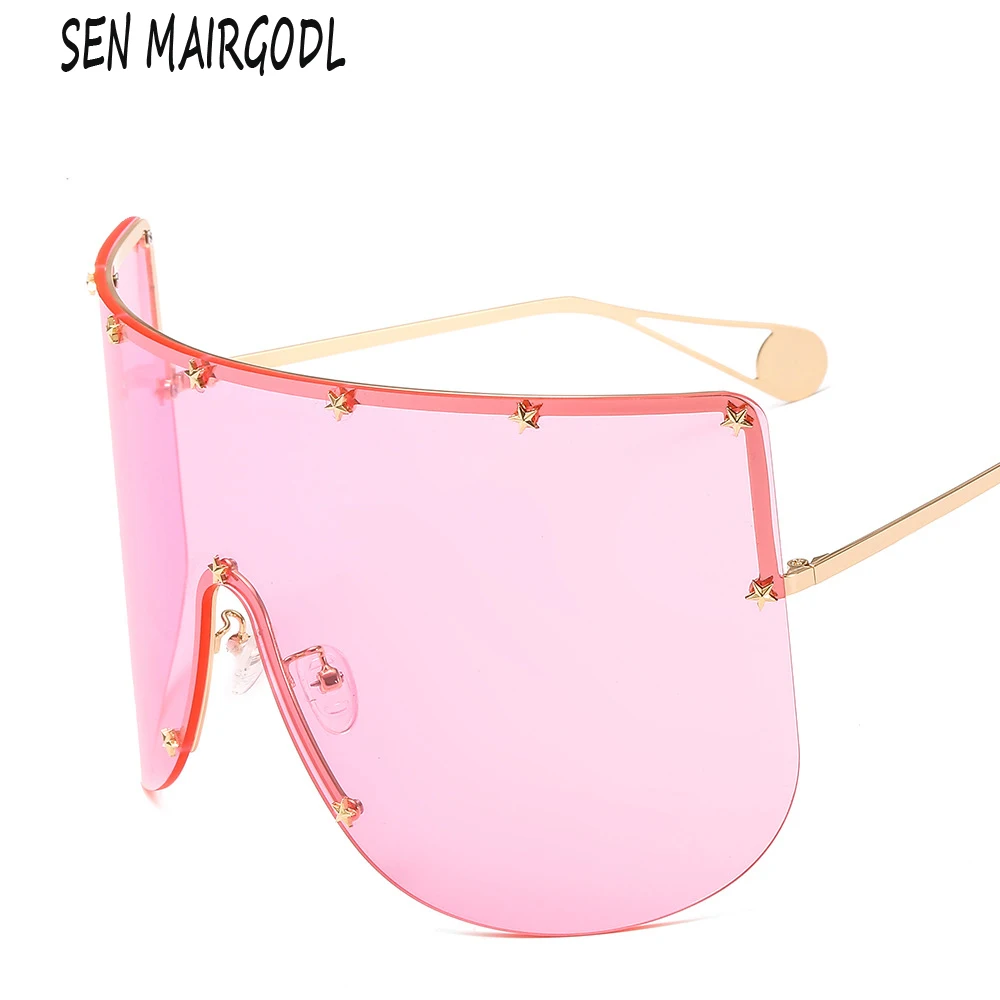 Солнцезащитные очки в стиле ретро большие женские и мужские цельные полуоправе