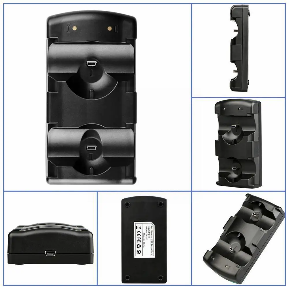 

2-in-1 Mini Led Light Quick Dual Usb Charging Dock Stand Charger For Move Controller Console Black With Usb Cable Suppl O9z1