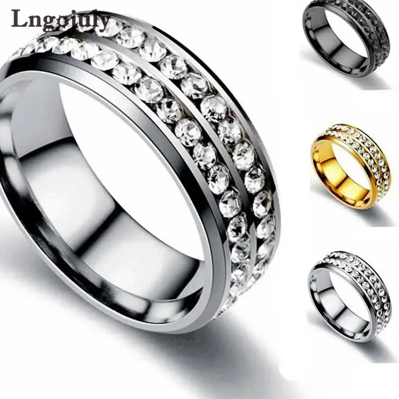 

Модные ювелирные изделия 8 мм кольца из нержавеющей стали с бриллиантами в ряд для женщин и мужчин ювелирные изделия на годовщину свадьбу ве...