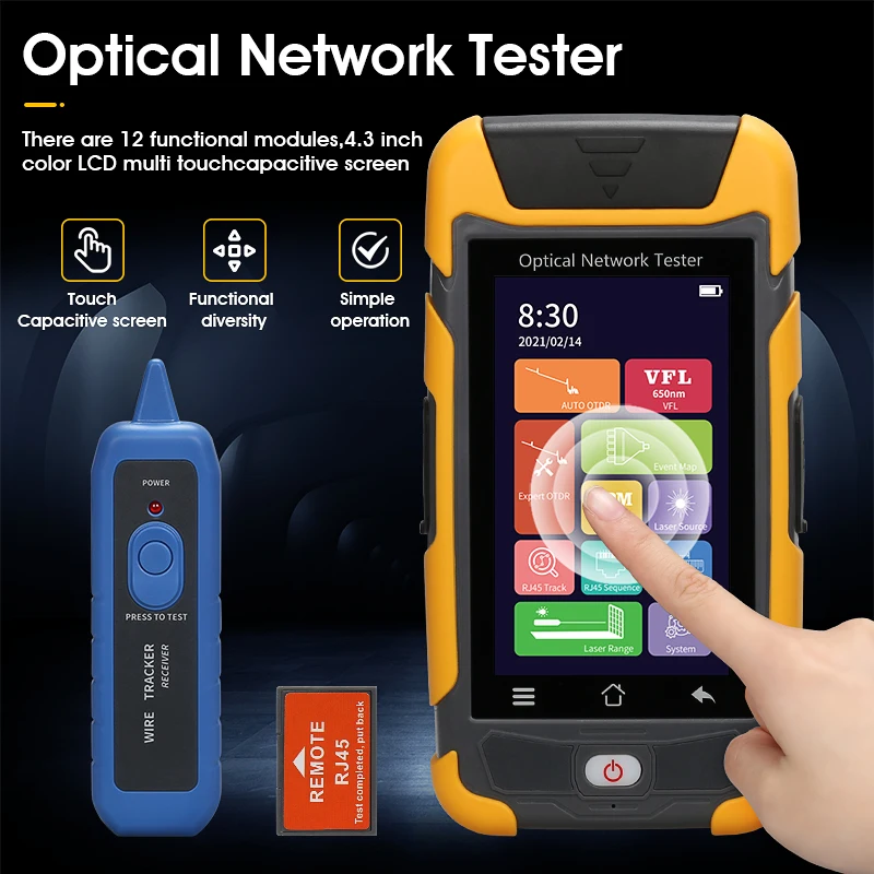 Волоконно-Оптический Тестер OTDR Mini 1310 нм/1550 нм 28/26 дБ с OPM OLS VFL сенсорным экраном FC SC