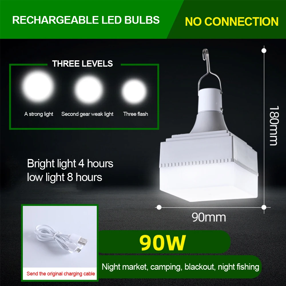 

Портативный фсветильник светильник с крючком для палатки, 30/60/90 Вт
