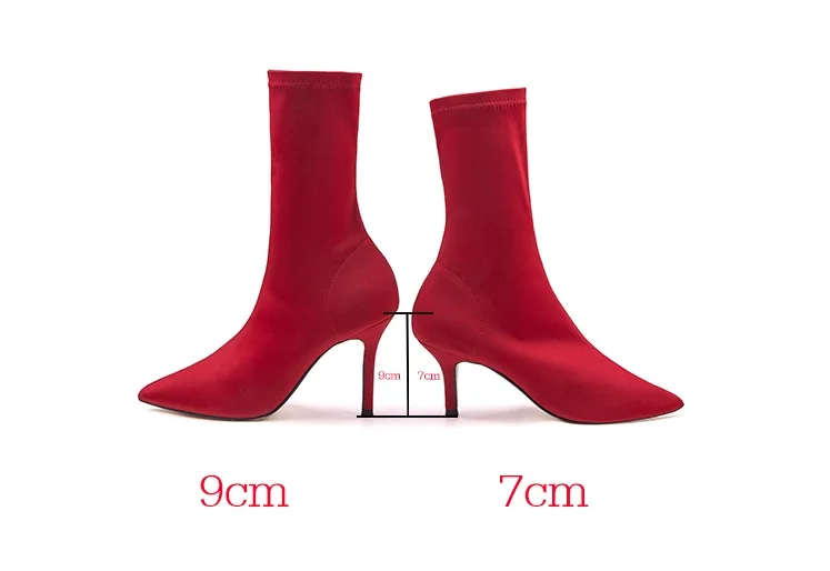 Женская обувь Новинка 2019 года сезон осень-зима шелковые атласные носки с острым