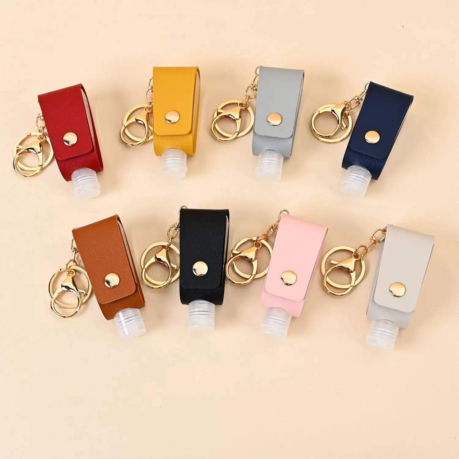 

Key Chain Creative Travel Bottle for Hand Sanitizer Wash Free Solution PU Leather Bag Pendant Key Buckle Outdoor Sport