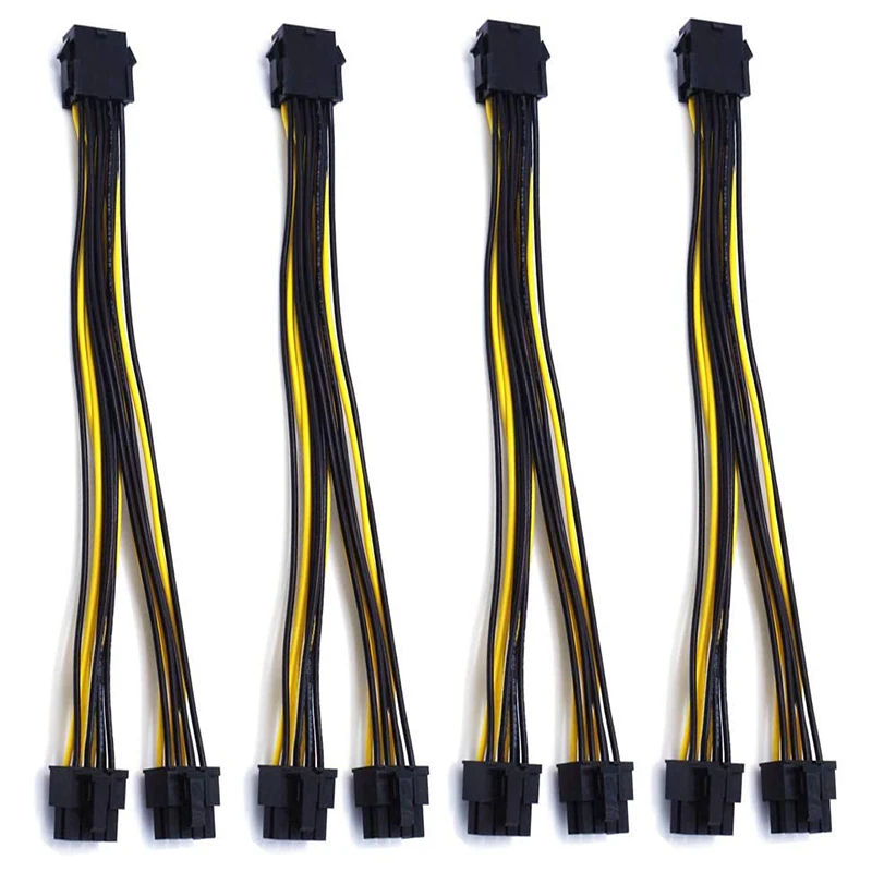

PCIe 8 Pin to 2 x 8 Pin (6+2) PCI Express Adapter Power Cable PCIE Y - Splitter Extension Cable 8 Inches