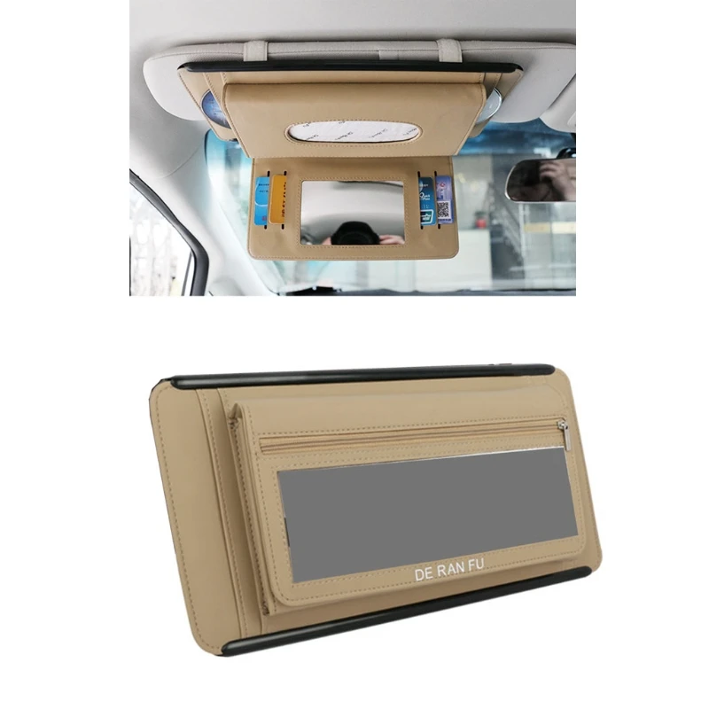 

Sun Visor Napkin Holder Waterproof Tissue Bag Wear-resistant Leather Tissue Storage Holder Car Interior Decorations