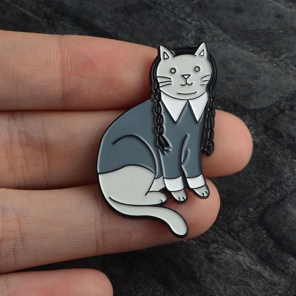 Эмалированный значок в стиле панк с отворотом котом среда Аддамс Мультяшные