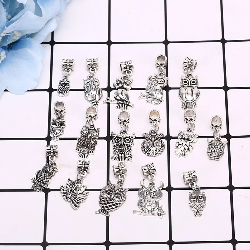 16Pcs /set Owl Animal Antique Alloy Charms Beads Pendant Jewelry Findings DIY Necklace Earrings Making | Украшения и аксессуары