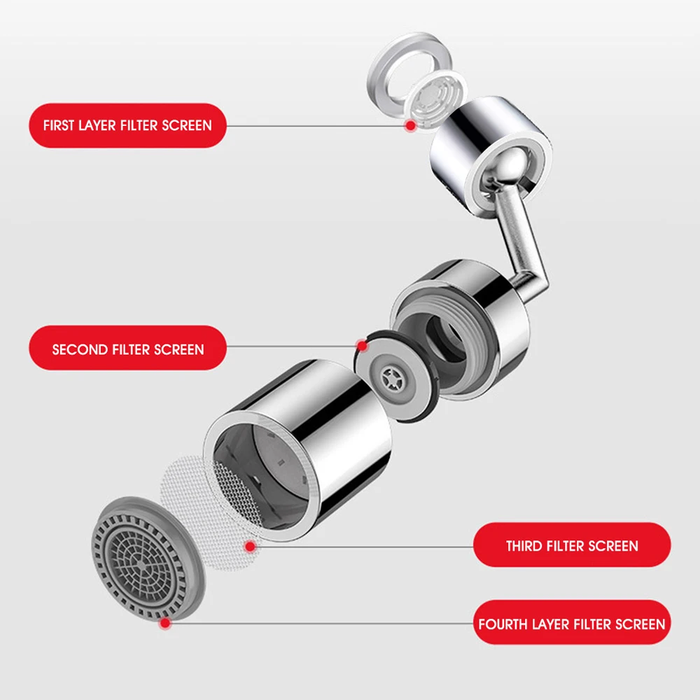 

Universal Splash Faucet Filter 720 Degree Rotating Tap Spray Head Wash Basin Flexible Extender Aerator Kitchen Sprayer Adapter