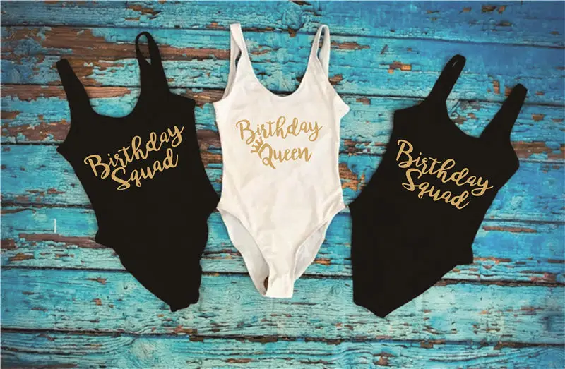 Цельные купальники с рисунком короны и королевы на день рождения женская одежда