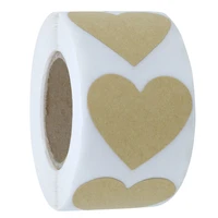 500 pcsroll brown blank kraft love heart stickers envelope sealing labels 1 inch gift packaging decoration stationery stickers