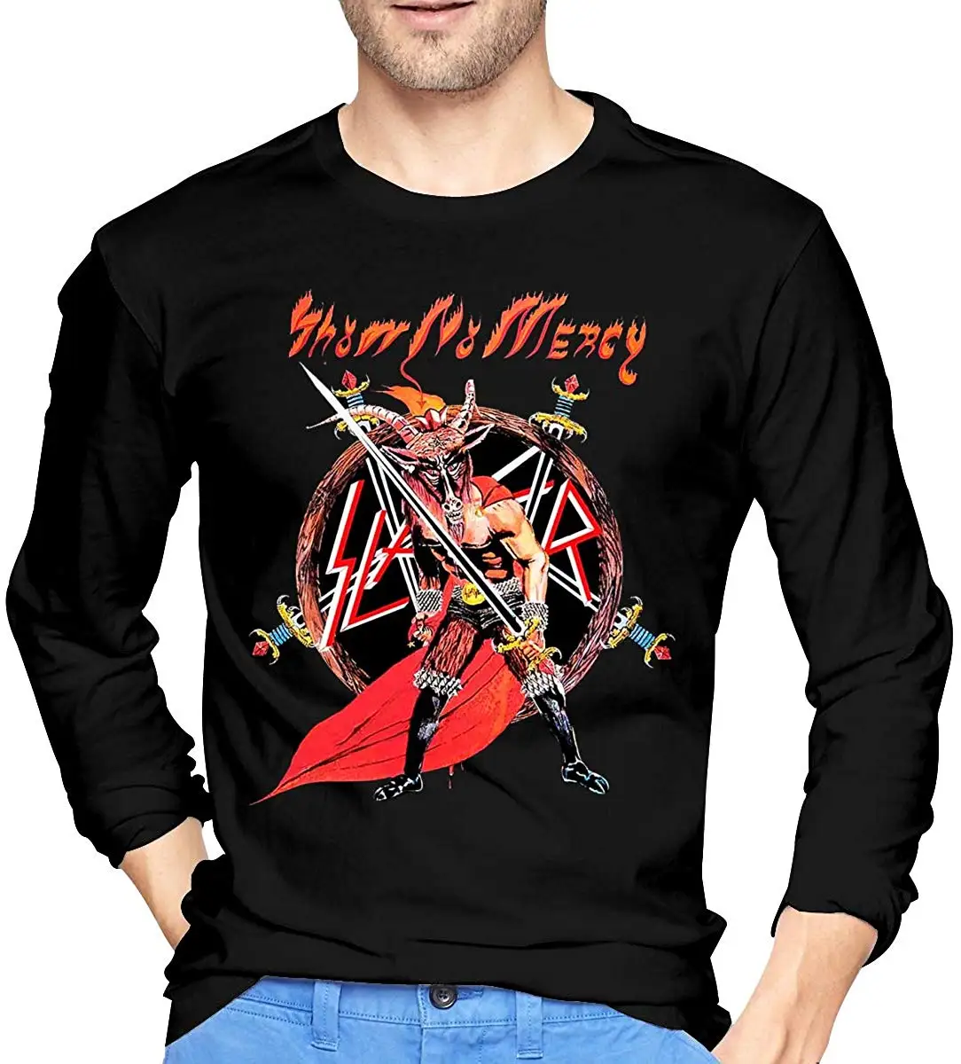 Мужская футболка TSDFC Slayer Show No Mercy Повседневная с длинными рукавами и 3D принтом