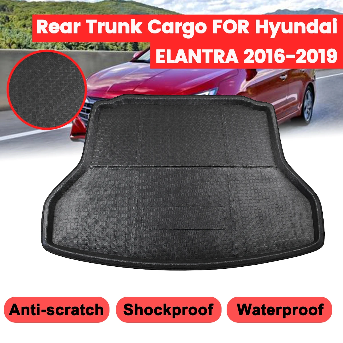 

Car Cargo Liner Boot Tray Rear Trunk Cover Matt Mat For Hyundai Elantra Avante 2016 2017 2018 2019 Floor Carpet Kick Pad