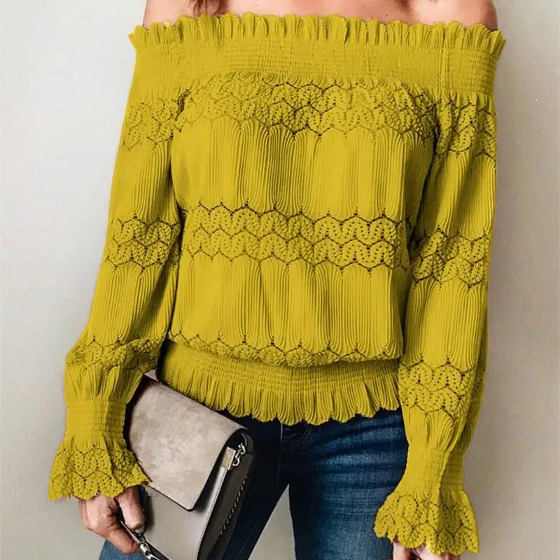 Женский топ с открытыми плечами и открытой спиной осенняя рубашка длинным