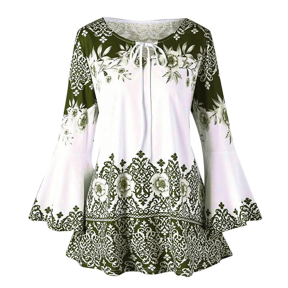 Женские топы и блузки 2019 уличная блузка с длинным рукавом цветочным принтом