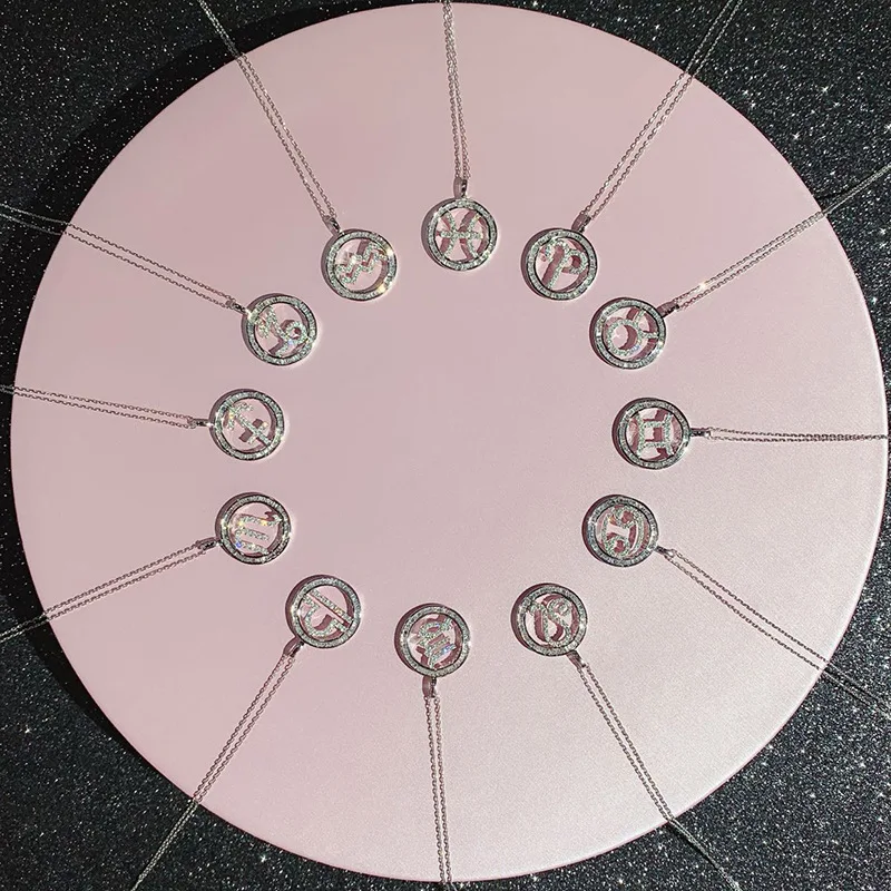 

2021 trend Creative Pendant Necklace for Women Girls Shine White Zircon Couple Clavicle Chain Necklace Valentine's Day Present