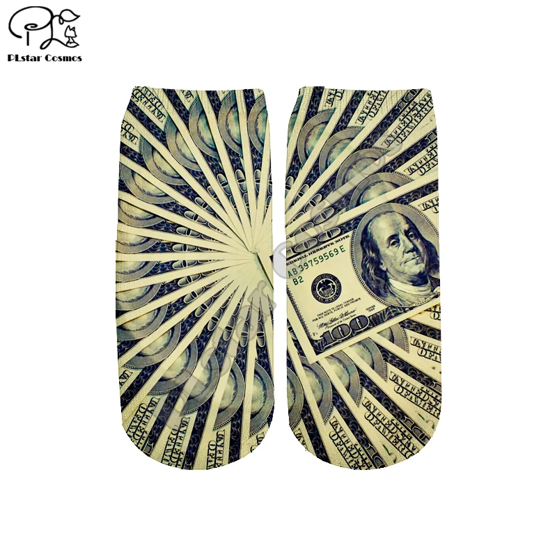 

Newest 3D Printed dollars socks money funny cute cotton men short ankle socks for unisex ladies harajuku casual socks MON-001