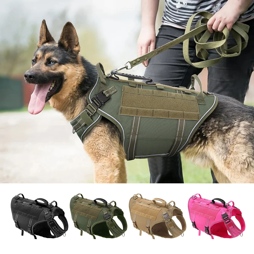 

Тактический тренировочный жилет для собак, не тянется, военная Регулируемая походная шлейка для собак среднего и крупного размера