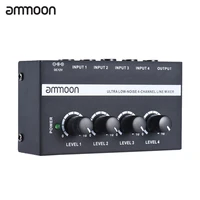 ammoon mh400 mx400 4 channels mixer mixing console ultra compact low noise line mono audio mixer with power adapter