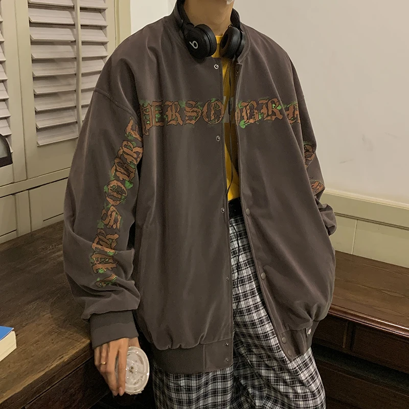 

Осень 2021 модная трендовая свободная бейсбольная куртка с монограммой; Размер (M-5XL);Gennem Skyerne;HJ5218