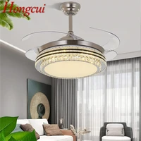 hongcui ceiling fan light invisible crystal led lamp with remote control modern luxury for home