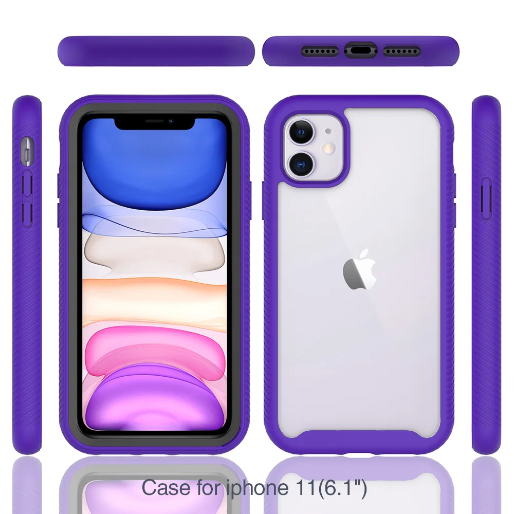 Luxury Border Two in one Phone Case For iPhone X XS XR 12 11 13 MiNi Pro Max SE 6S 6 7 8 Plus 2020 Shockproof Transparent Cover