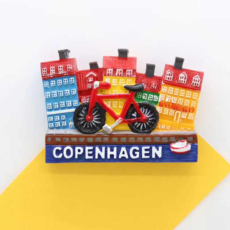 fridge magnet copenhagen souvenir denmark lanmark building resion stereo decoration magnetic sticker paste art crafts colorful | Дом и сад