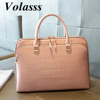 Volasss Womens Fashion Leather Shoulder Bags New Women Briefcase For 13 3  14 1 Inch Laptop Handbag Woman Work Office Handbags