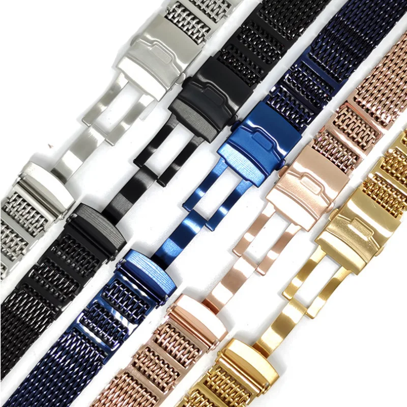 Shark Mesh Stainless Steel watch strap 20mm 22mm 24mm for breitling Iwc Citizen Seiko watches bracelet Thin Milan Watchband