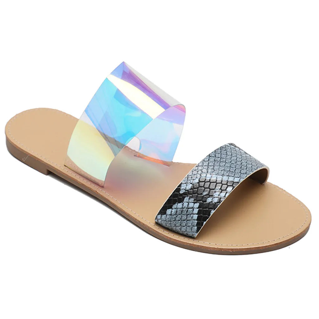Женские сандалии на плоской подошве прозрачные шлепанцы для бассейна пляжные