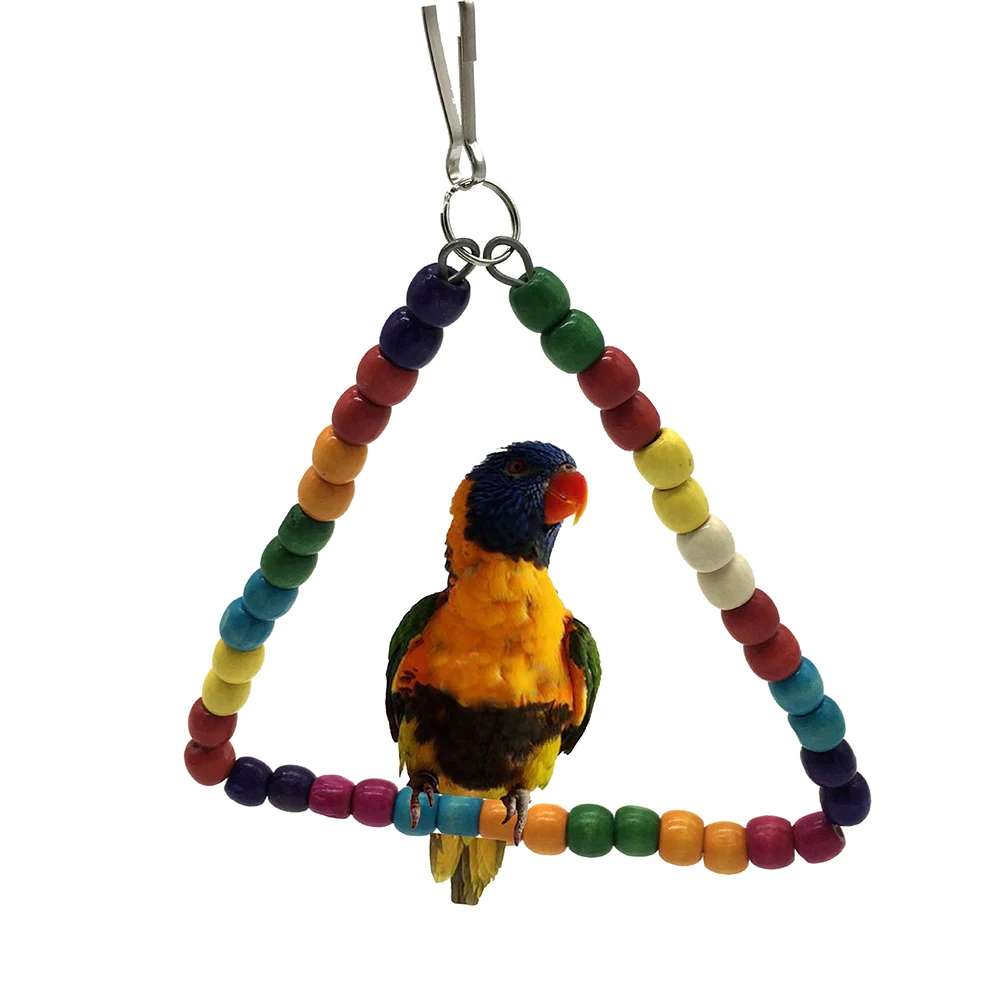 Bird Toys Parrot Swing Toy with Colorful Wooden Beads Bells and Pet Cage Hammock Hanging Chew for Small Parakeets | Дом и сад