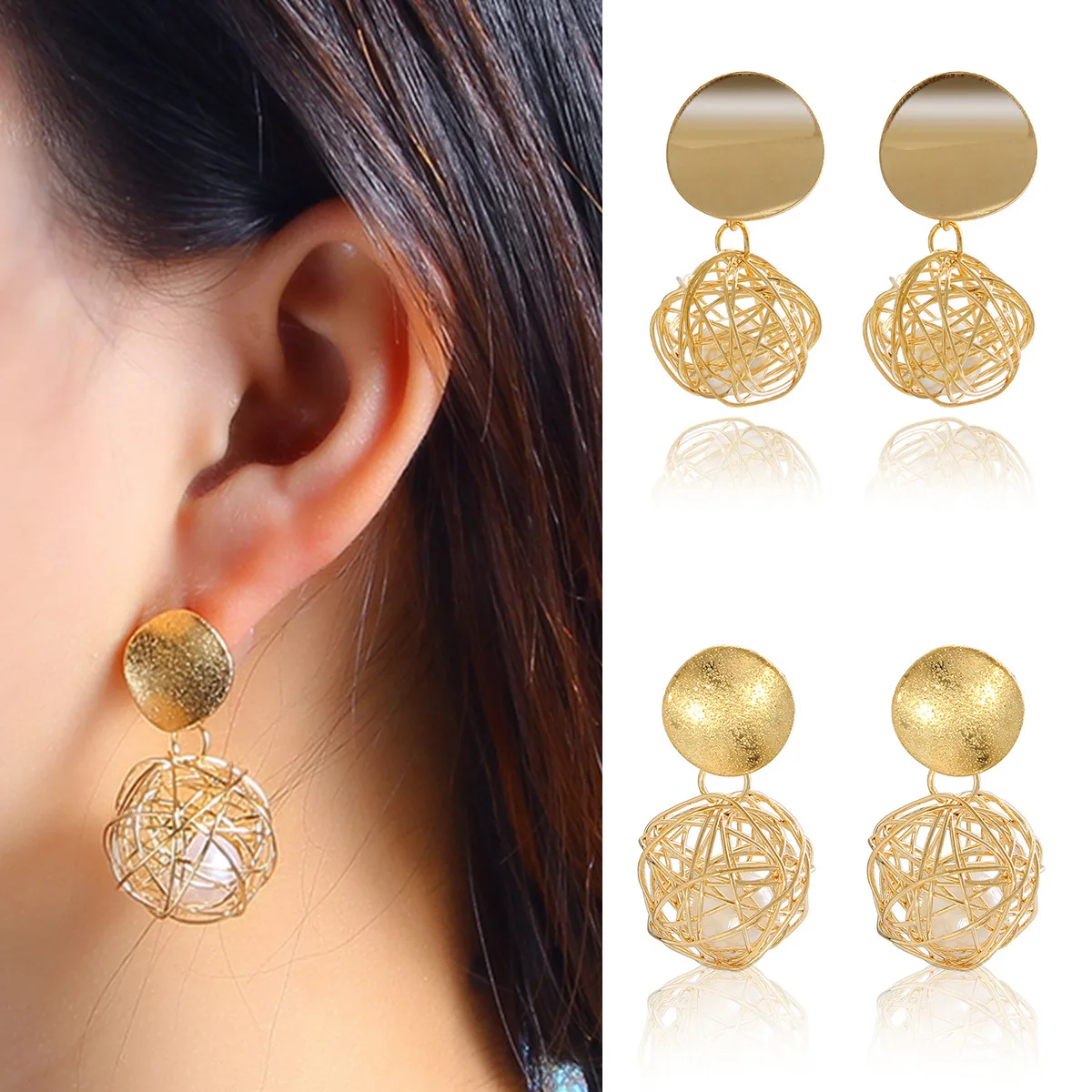 Новый горячий полый Имитация Жемчужный шар серьги гвоздики для женщин милый