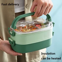 304 stainless steel insulated lunch box student can microwave oven heating with double layer lunch box portable outdoor food box