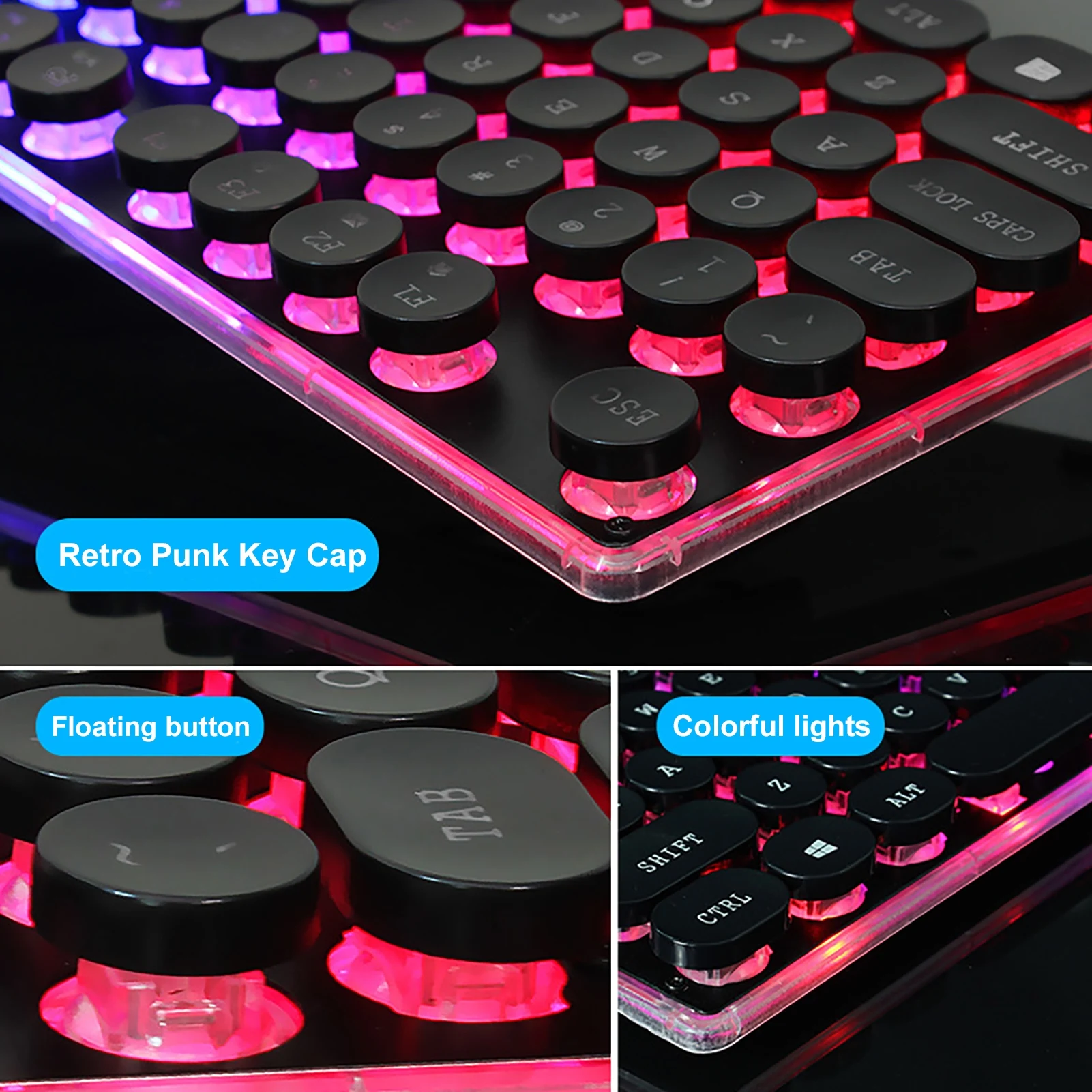 104 Round Keys Vintage Backlight Wired Mechanical Gaming Keyboard PC Accessory | Компьютеры и офис