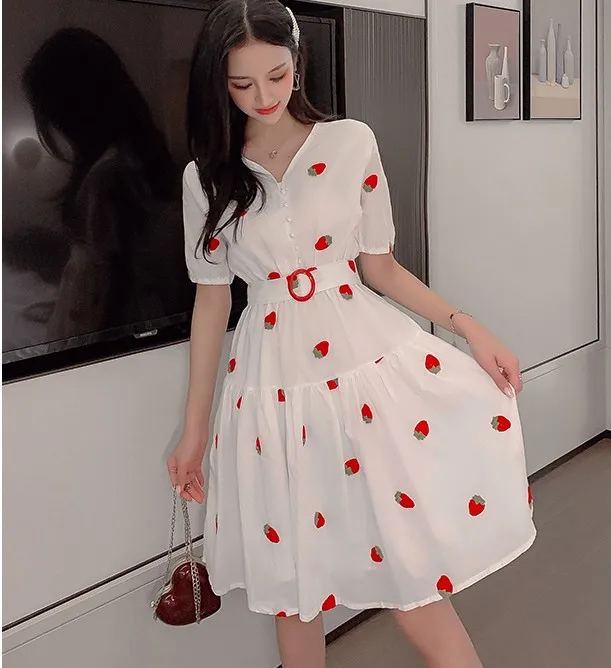 Женское Хлопковое платье с коротким рукавом элегантное приталенное праздничное