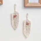 Настенные подвесные перья в стиле бохо ручная работа хлопковая веревка перо Лист ручной работы тканый хлопковый шнур листья кисточка украшение